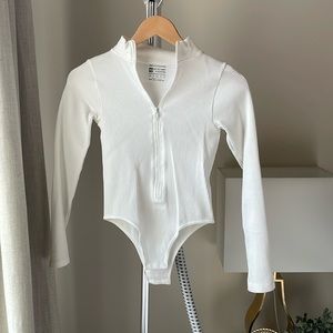 Ribbed White Bodysuit